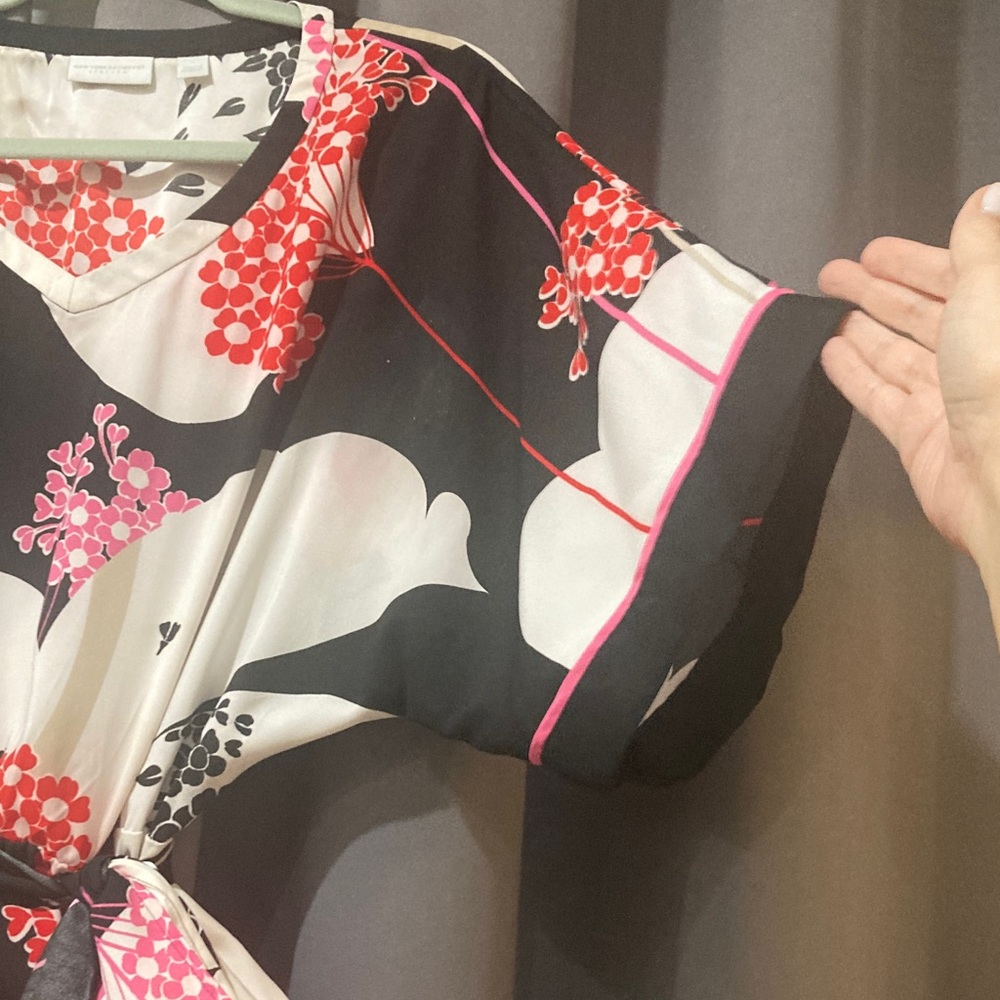 New York & Company Black and Pink Floral Blouse
